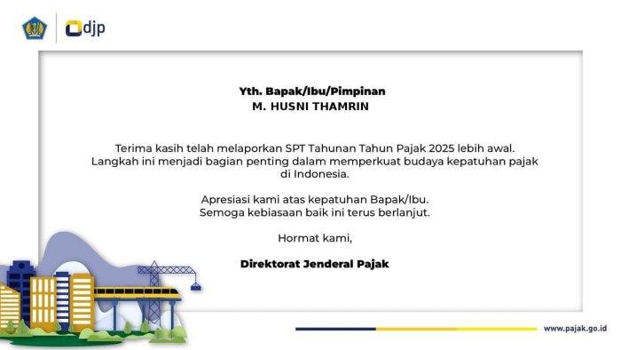 DJP Beri Apresiasi, Kepala MTsN 4 Batang Hari Laporkan SPT 2025 Lebih Dini