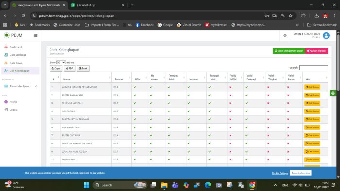 Operator MTsN 4 Batanghari Sukses Sinkronkan PDUM untuk Kelengkapan Data Siswa Kelas IX