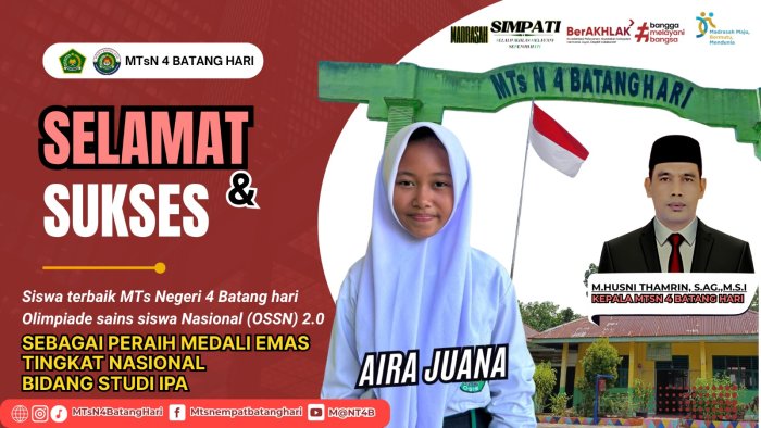 Aira Juana Ukir Prestasi Gemilang: Dari Medali Emas Provinsi Jambi ke Peringkat 9 Nasional OSSN Bidang IPA