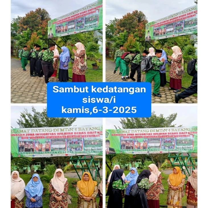 GTK MTsN 4 BATANGHARI SAMBUT KEHADIRAN PESERTA DIDIK AWAL MASUK DI BULAN RAMADHAN