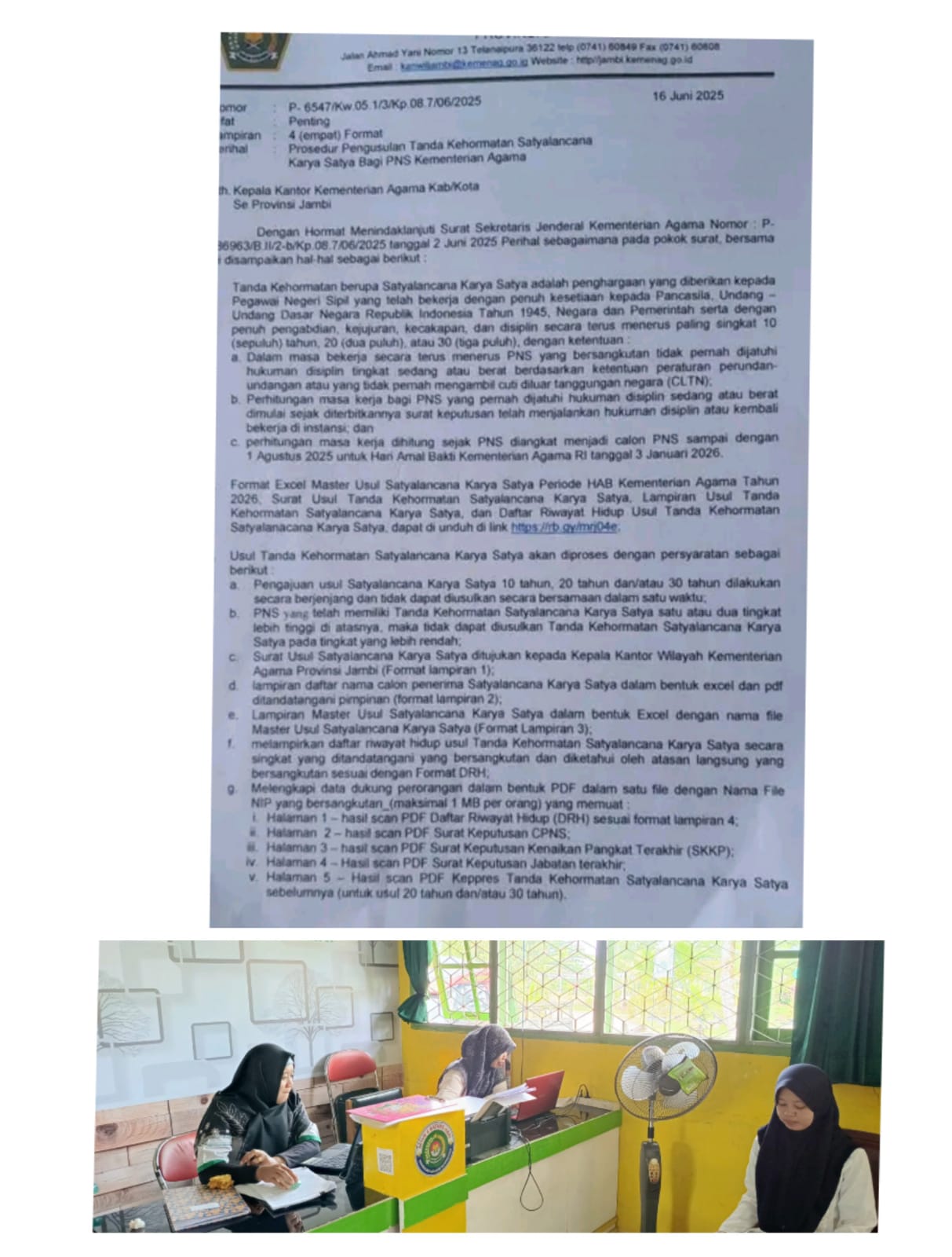 GTK MTsN 4 Batanghari Ajukan Dokumen Satyalancana, Penghargaan untuk Dedikasi