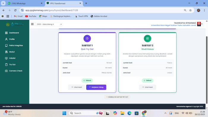 Guru PPPK MTsN 4 Batang Hari Sukses Ikuti Try Out PPG Bahasa Arab Hari Pertama