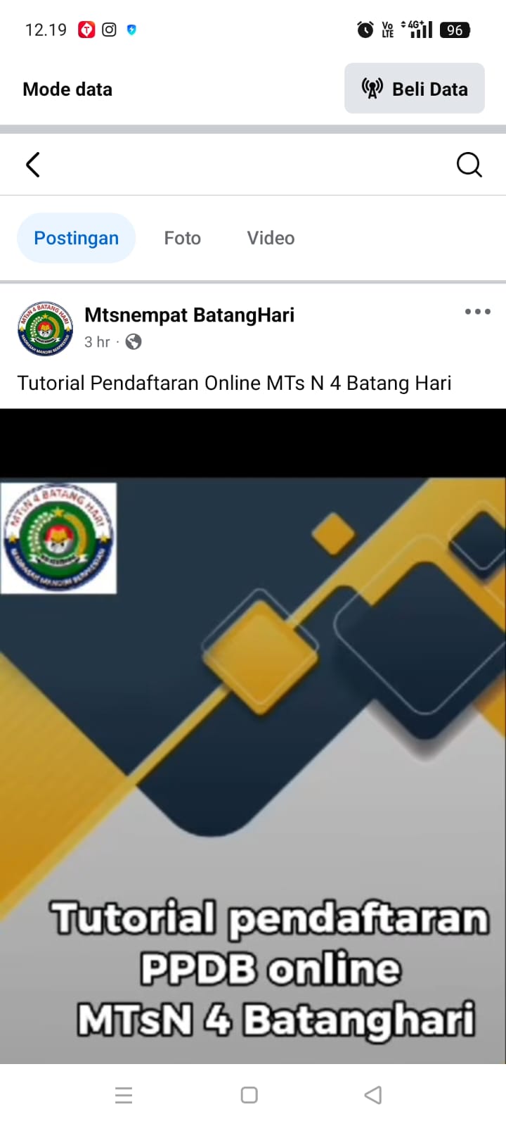 SOSIALISASI PPDB ONLINE MTsN 4 BATANGHARI MELALUI MEDIA SOSIAL MADRASAH, GTK, DAN SISWA