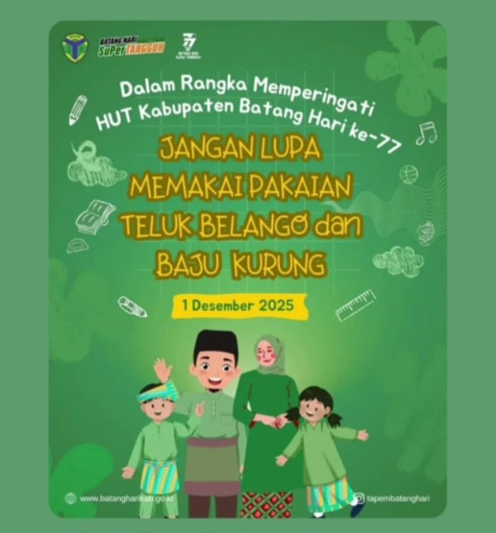 Pemkab Batang Hari Keluarkan Edaran Penggunaan Pakaian Adat Mulai 1 Desember, MTsN 4 Batang Hari Siap Berpartisipasi