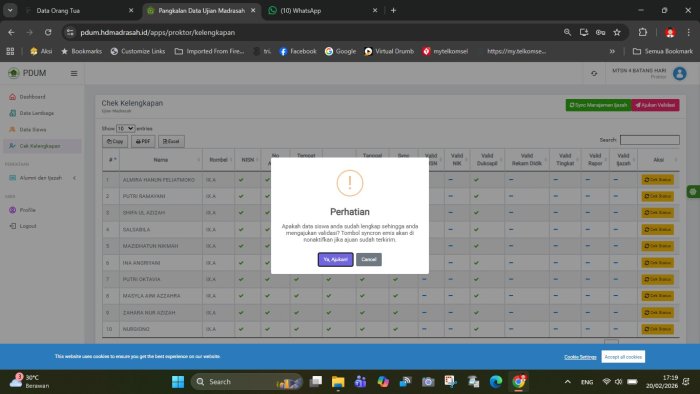 MTsNegeri 4 Batanghari Selesaikan Validasi Pada Pangkalan Data Ujian Madrasah MTsNegeri 4 Batanghari Selesaikan Validasi Pada Pangkalan Data Ujian Madrasah