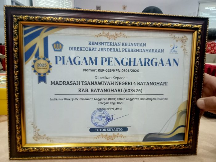MTsN 4 Batang Hari Raih Capaian Tertinggi untuk menuju zona Integritas MTsN 4 Batang Hari Raih Capaian Tertinggi untuk menuju zona Integritas