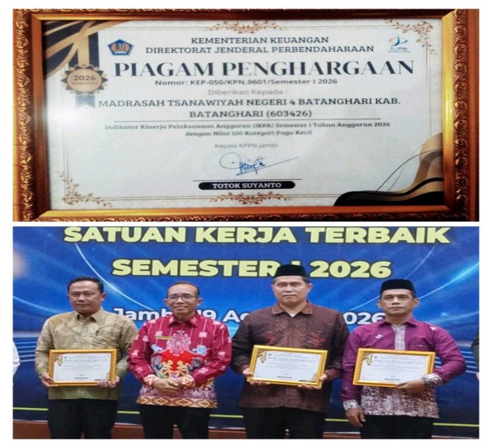 MTsN 4 Batang Hari Raih Nilai Sempurna IKPA Semester I Tahun Anggaran 2026