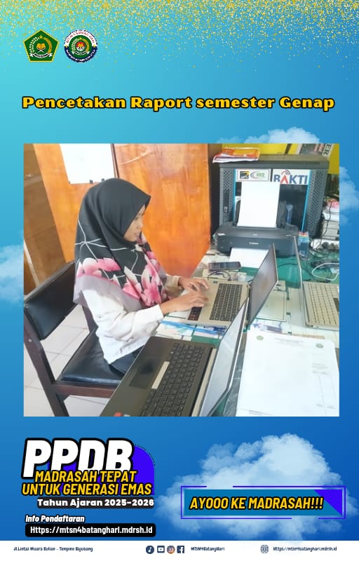 Pencetakan Rapor Semester Genap MTsN 4 Batanghari Dilaksanakan di Ruang PTSP